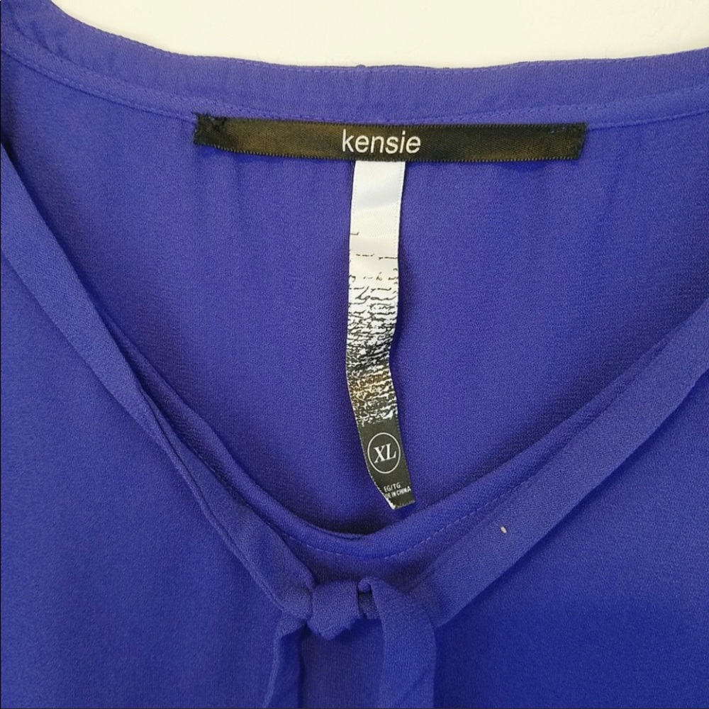 Kensie women XL blouse V-Neck bell purple - Picture 4 of 6